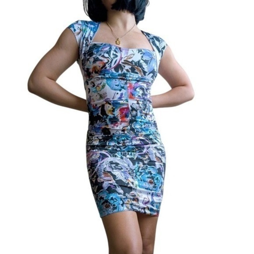 Cache Y2K Indie Sleaze Uptown Girl Dark Floral Empire Waist 100% Silk Dress